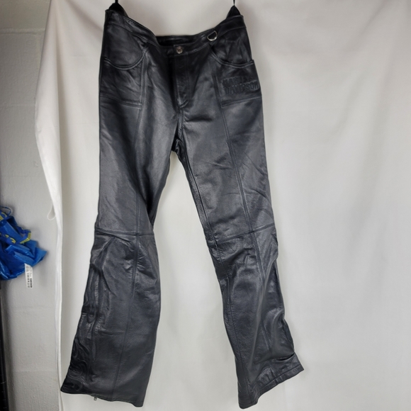 Harley Davidson Women's Black Leather Riding Pants - Picture 2 of 16